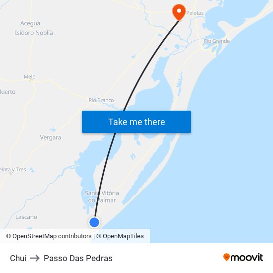 Chuí to Passo Das Pedras map