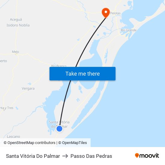 Santa Vitória Do Palmar to Passo Das Pedras map