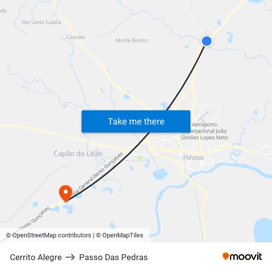 Cerrito Alegre to Passo Das Pedras map