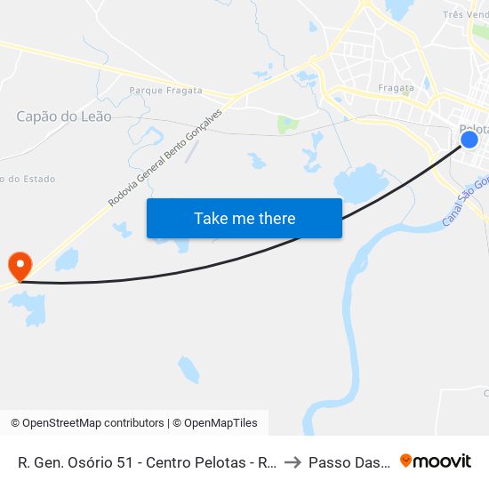 R. Gen. Osório 51 - Centro Pelotas - Rs 96020-000 Brasil to Passo Das Pedras map