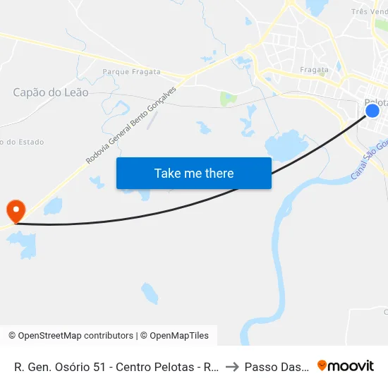 R. Gen. Osório 51 - Centro Pelotas - Rs 96020-000 Brasil to Passo Das Pedras map