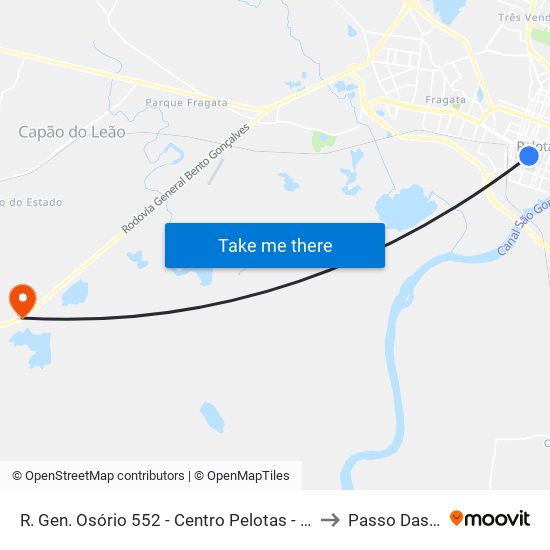 R. Gen. Osório 552 - Centro Pelotas - Rs 96020-000 Brasil to Passo Das Pedras map