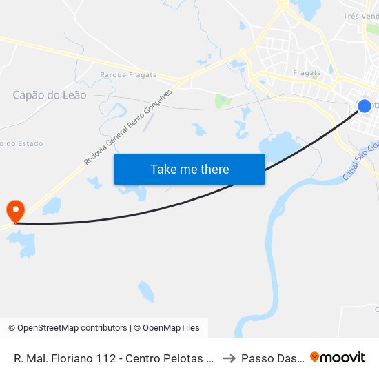 R. Mal. Floriano 112 - Centro Pelotas - Rs 96015-440 Brasil to Passo Das Pedras map
