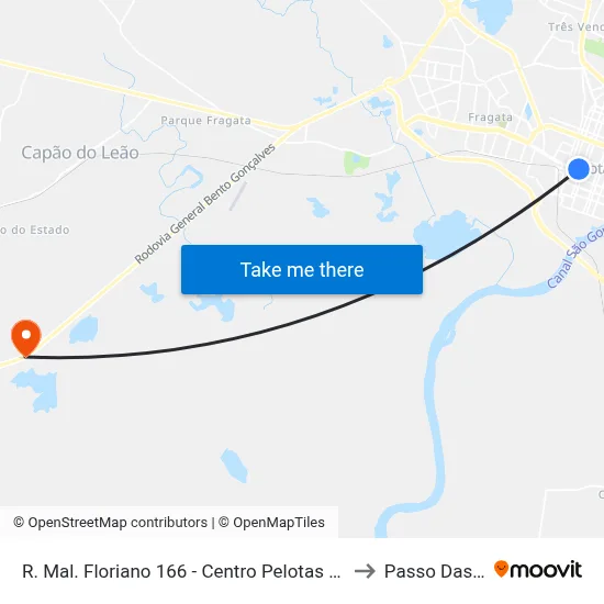 R. Mal. Floriano 166 - Centro Pelotas - Rs 96015-440 Brasil to Passo Das Pedras map