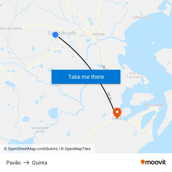 Pavão to Quinta map