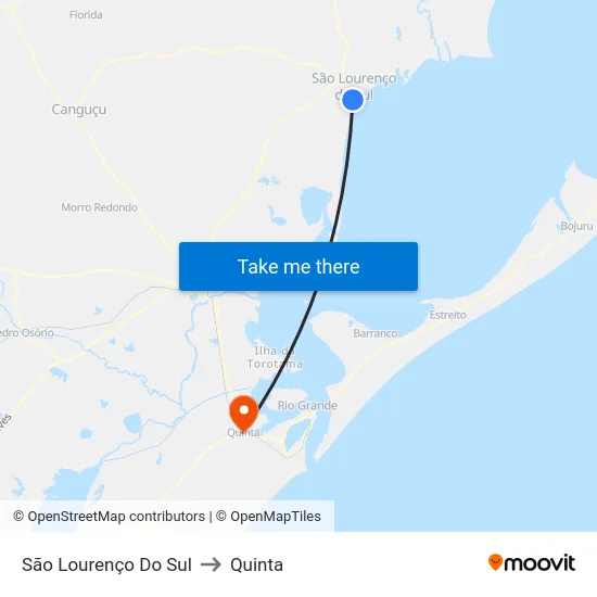 São Lourenço Do Sul to Quinta map