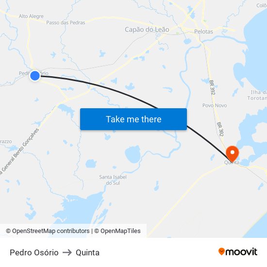 Pedro Osório to Quinta map