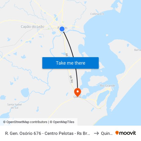 R. Gen. Osório 676 - Centro Pelotas - Rs Brasil to Quinta map