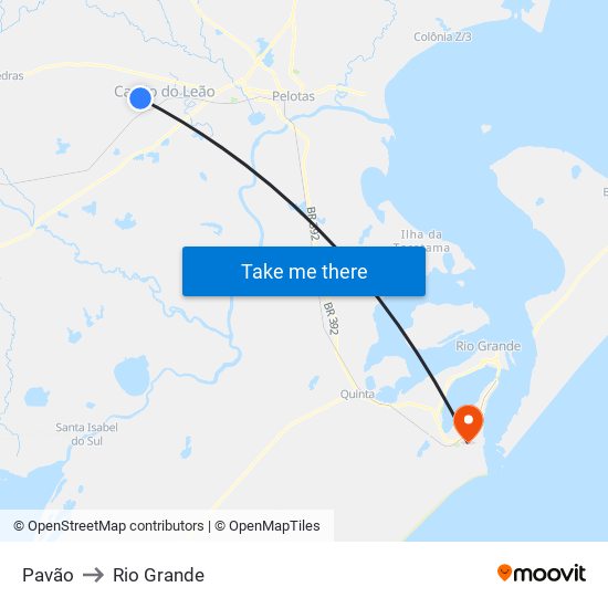 Pavão to Rio Grande map