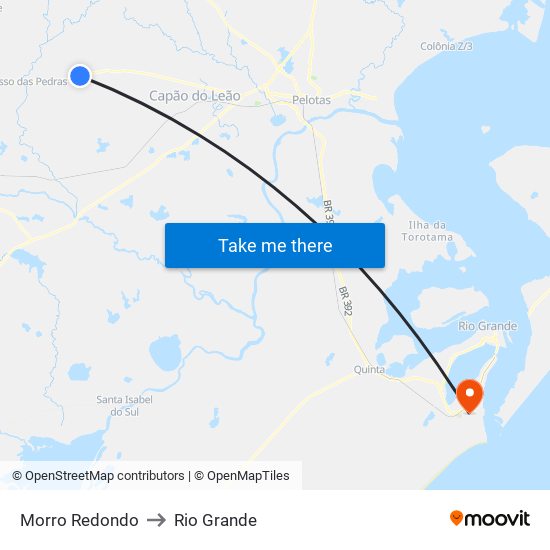 Morro Redondo to Rio Grande map