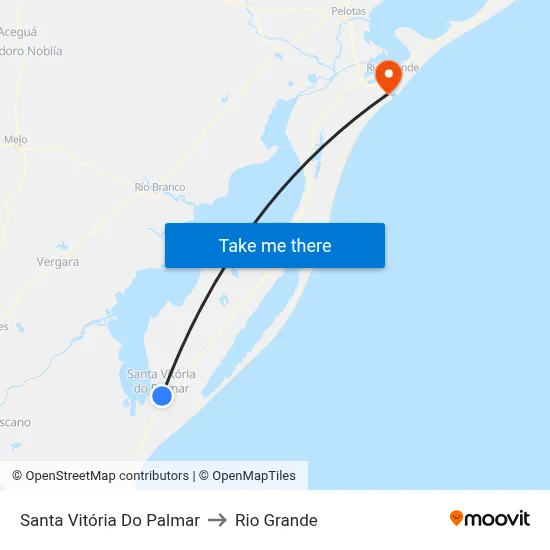 Santa Vitória Do Palmar to Rio Grande map