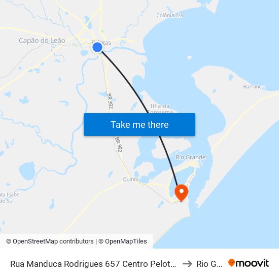 Rua Manduca Rodrigues 657 Centro Pelotas - Rs 96020-320 Brasil to Rio Grande map