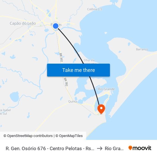R. Gen. Osório 676 - Centro Pelotas - Rs Brasil to Rio Grande map