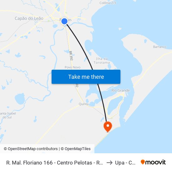 R. Mal. Floriano 166 - Centro Pelotas - Rs 96015-440 Brasil to Upa - Cassino map