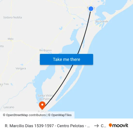 R. Marcílio Dias 1539-1597 - Centro Pelotas - Rs 96020-480 Brasil to Chuí map
