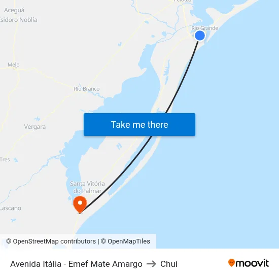 Avenida Itália - Emef Mate Amargo to Chuí map