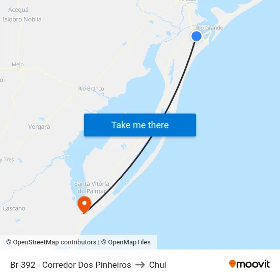 Br-392 - Corredor Dos Pinheiros to Chuí map