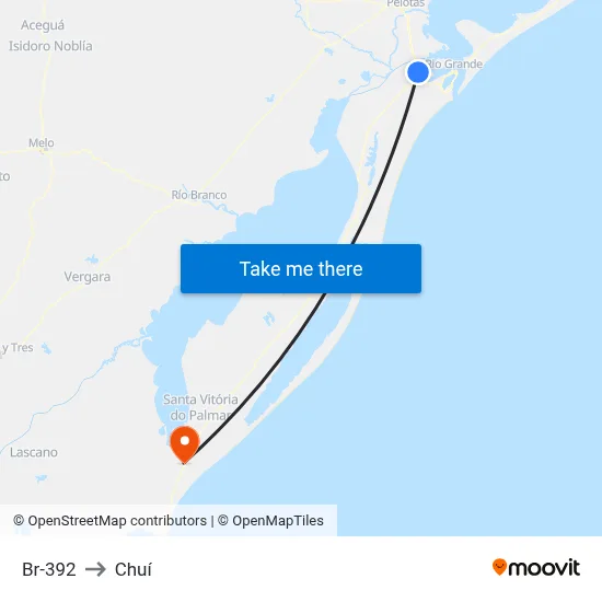 Br-392 to Chuí map