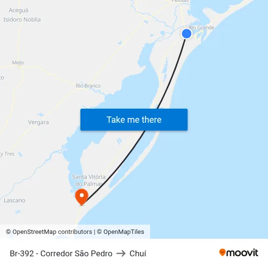 Br-392 - Corredor São Pedro to Chuí map
