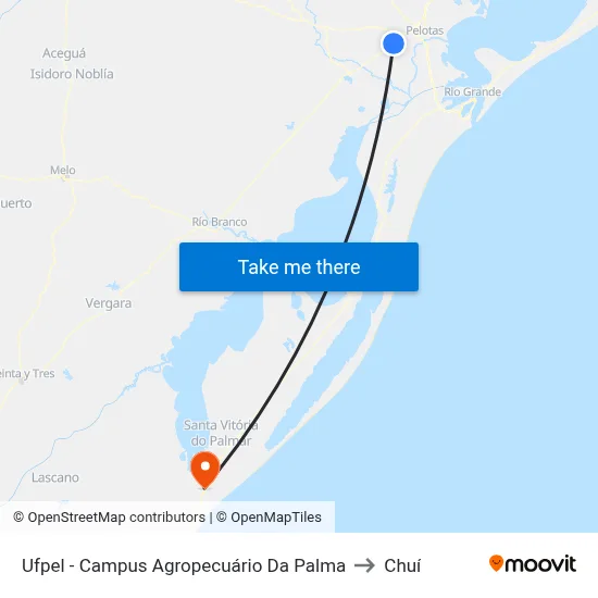 Ufpel - Campus Agropecuário Da Palma to Chuí map