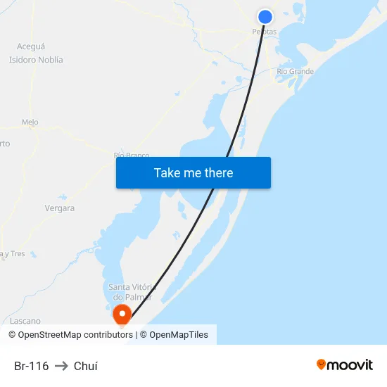 Br-116 to Chuí map