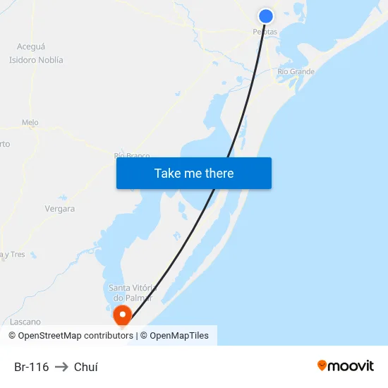 Br-116 to Chuí map