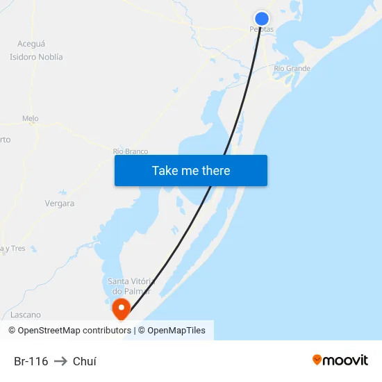 Br-116 to Chuí map