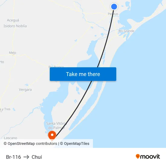 Br-116 to Chuí map