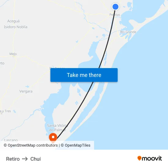 Retiro to Chuí map