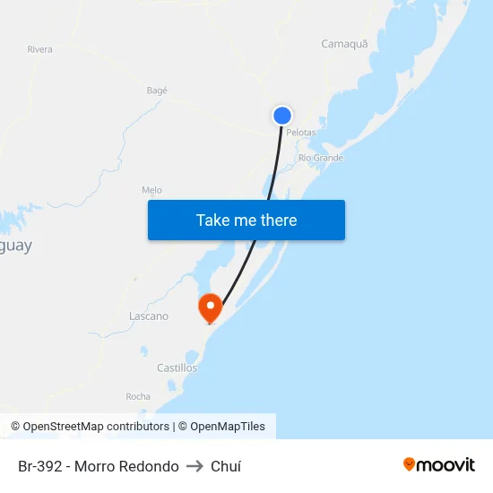 Br-392 - Morro Redondo to Chuí map