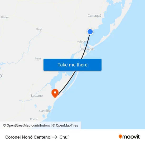 Coronel Nonô Centeno to Chuí map