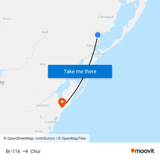Br-116 to Chuí map