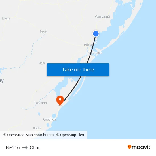 Br-116 to Chuí map
