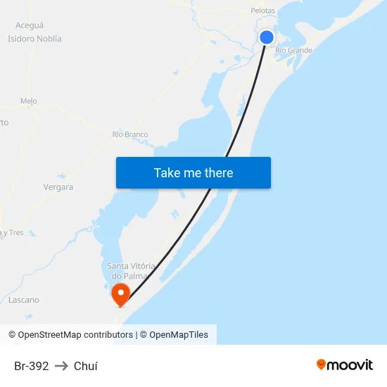 Br-392 to Chuí map