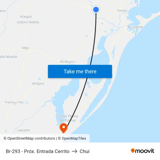 Br-293 - Próx. Entrada Cerrito to Chuí map