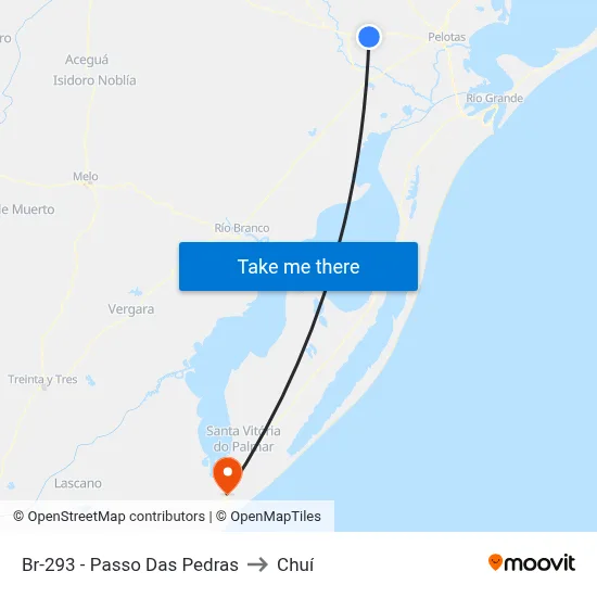 Br-293 - Passo Das Pedras to Chuí map