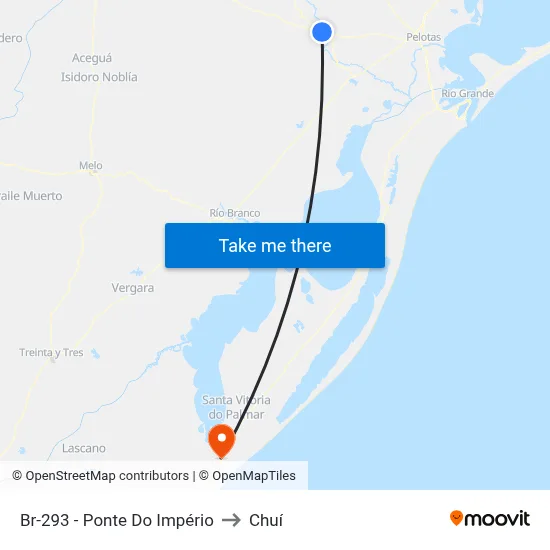 Br-293 - Ponte Do Império to Chuí map