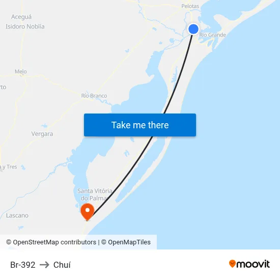 Br-392 to Chuí map