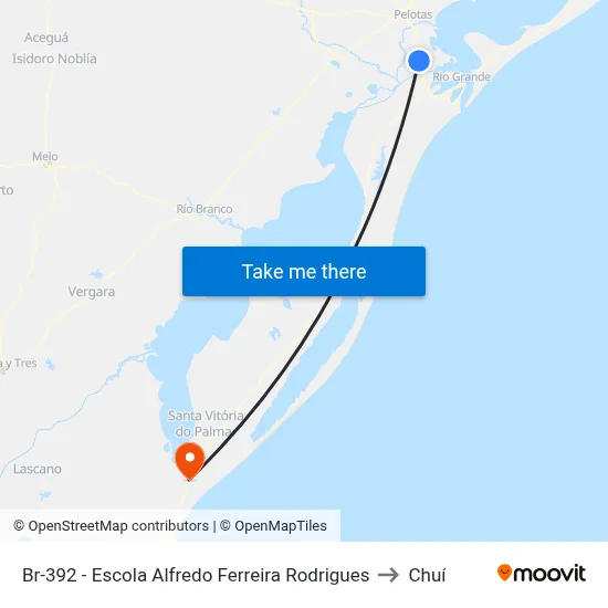 Br-392 - Escola Alfredo Ferreira Rodrigues to Chuí map