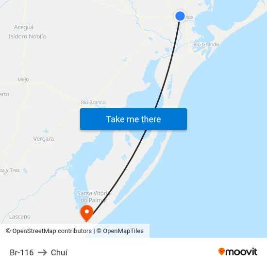 Br-116 to Chuí map