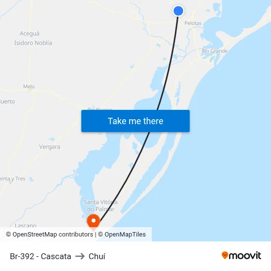 Br-392 - Cascata to Chuí map