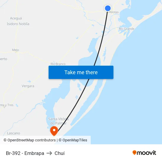 Br-392 - Embrapa to Chuí map