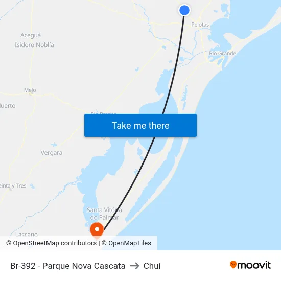 Br-392 - Parque Nova Cascata to Chuí map