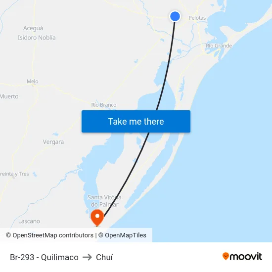 Br-293 - Quilimaco to Chuí map