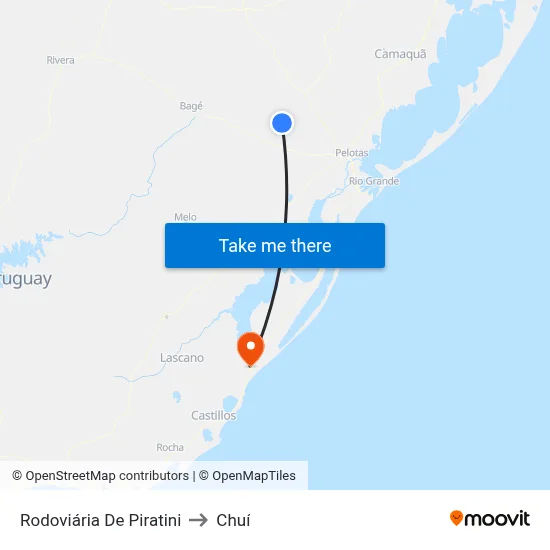 Rodoviária De Piratini to Chuí map