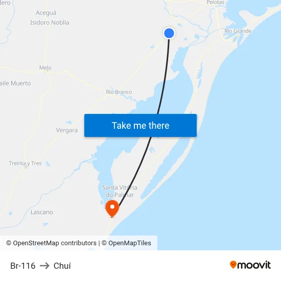 Br-116 to Chuí map
