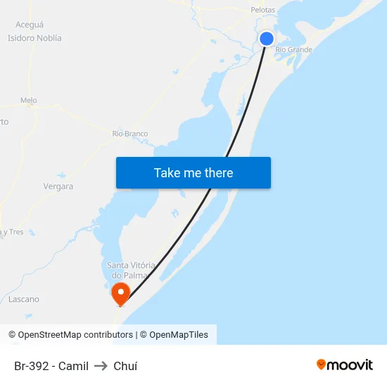 Br-392 - Camil to Chuí map