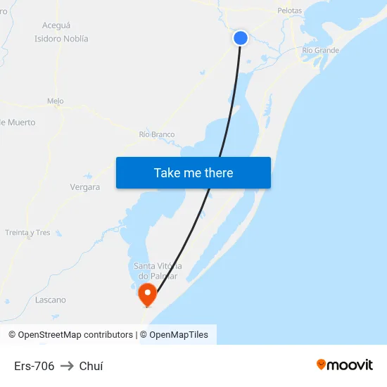 Ers-706 to Chuí map