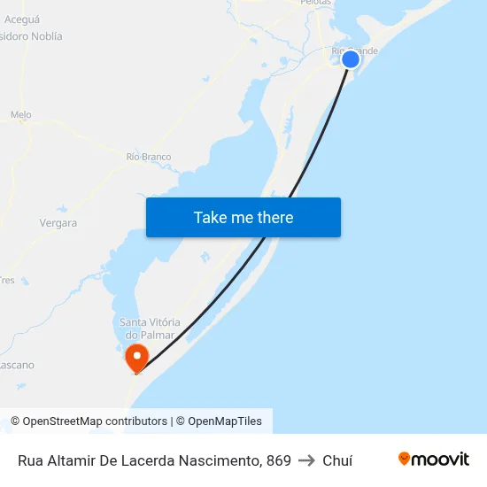Rua Altamir De Lacerda Nascimento, 869 to Chuí map