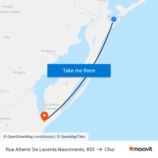 Rua Altamir De Lacerda Nascimento, 853 to Chuí map